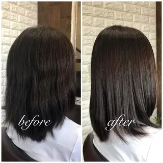 セミロング giraffe hair works所属・縮毛矯正モデル募集 新海淳子のヘアスタイル