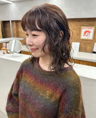 ミディアム パーマ 榛地 渉馬のヘアスタイル
