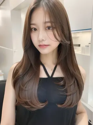 セミロング カラー ヘアアレンジ 日本一の小顔カット/ ボブ/顔周り/韓国のヘアスタイル