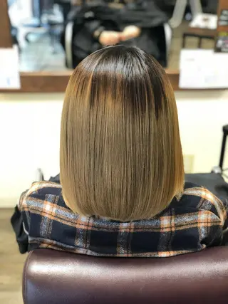 ミディアム パーマ 大人艶カラー/ ショートカット　辻岡のヘアスタイル