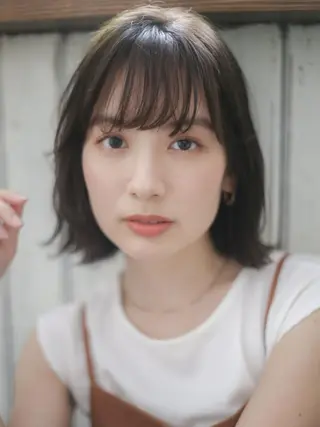 カラー ミディアム ボブ🍊暖色カラー 浅草【Bob美容師】のヘアスタイル