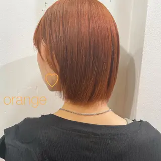 ショート カラー ブリーチなしで透け感 暖色カラーボブaoiのヘアスタイル