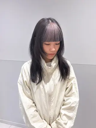セミロング カラー パーマ ヘアアレンジ メンズ 切りっぱなしヘア/ ブリーチなしRYOのヘアスタイル