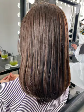 セミロング カラー ブリーチなし透明感 タケザワミキのヘアスタイル