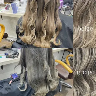 ミディアム カラー ヒカ/外国人風 デザインカラーのヘアスタイル