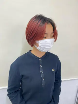 ショート カラー レイヤーウルフ エクステ磯部のヘアスタイル