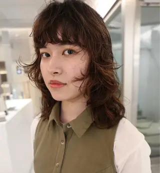 ミディアム パーマ ショートカット/入江 菜奈¥0のヘアスタイル