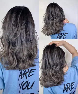 セミロング カラー _WHITE 高槻のヘアスタイル