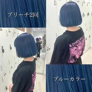 ミディアム カラー Re:st所属・Miyavi/カラー ショートボブのヘアスタイル