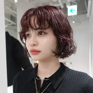 ショート カラー パーマ ヘアアレンジ 🌐サトウ リョウ🌐のヘアスタイル