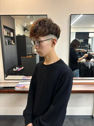 パーマ メンズ スパイキーパーマ 柏NO1 藤本葉のヘアスタイル