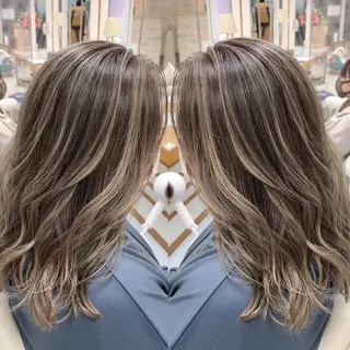 セミロング カラー 縮毛/レイヤー 韓国/橋口のヘアスタイル