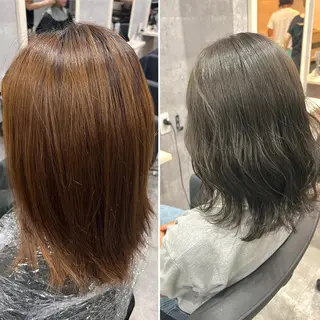 ミディアム カラー 🌿海山龍馬🌿前髪 /顔まわり/レイヤーのヘアスタイル