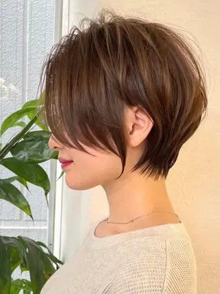 ショート 縮毛/レイヤー 韓国/橋口のヘアスタイル