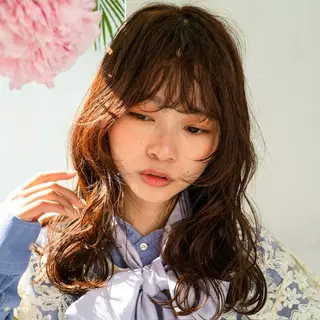 セミロング レイヤー/パーマ/ 艶カラー/💚千琴のヘアスタイル