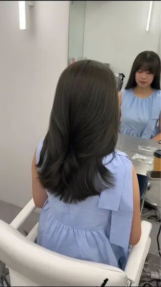 ミディアム カラー ヘアアレンジ 最小顔周りカット/ くびれヘア/窪田洸希のヘアスタイル