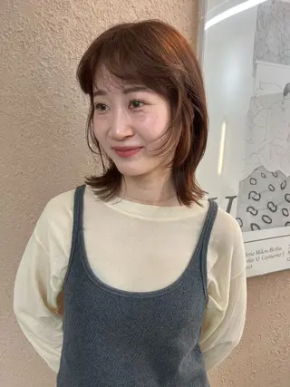 ミディアム レイヤー/ケアパーマ /ニュアンス/モードのヘアスタイル