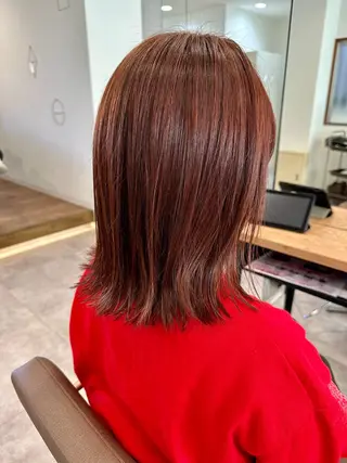 ミディアム カラー 白髪ぼかしハイライト レイヤー川口　元気のヘアスタイル