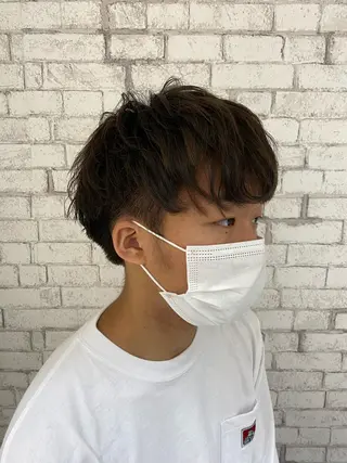 ショート カラー メンズ ブリーチなし艶カラー 東家のヘアスタイル