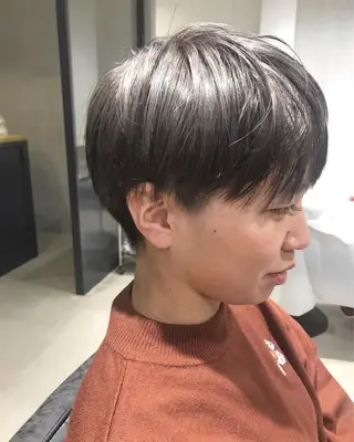 ショート カラー 暖色カラー🍊 ボブ🌿顔周りcutのヘアスタイル