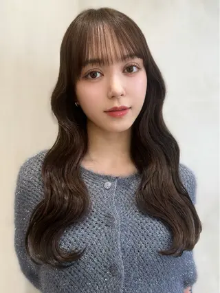ロング カラー 前髪顔周りレイヤー 韓国 SAYAKAのヘアスタイル