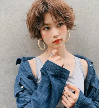 ショート カラー パーマ ヘアアレンジ 韓国ヘア/髪質改善 /Harunaのヘアスタイル