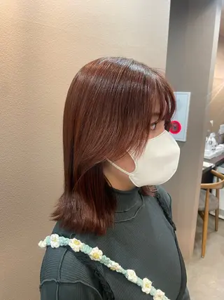 ミディアム カラー 暖色/ブリーチ/メン ズパーマ/ミワチカコのヘアスタイル