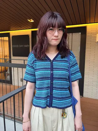 ミディアム カラー 暖色/パーマ 🌼クニトウメイのヘアスタイル