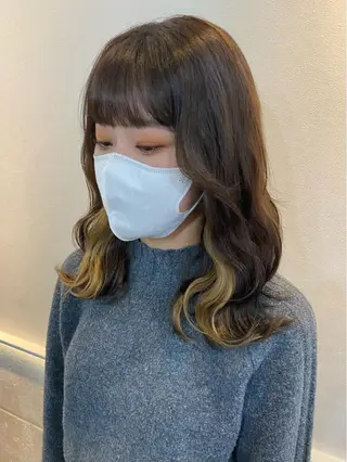 セミロング カラー Rinka/梅田/ 透け感カラー🤎のヘアスタイル