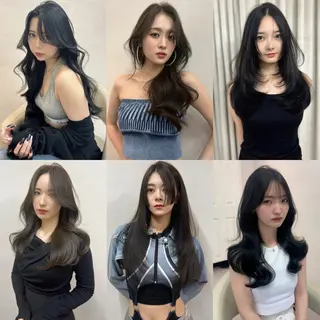 ロング 韓国ヘア レイヤーカットのヘアスタイル