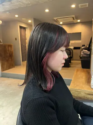 セミロング カラー akane/ボブ /オリーブ/ブラウンのヘアスタイル