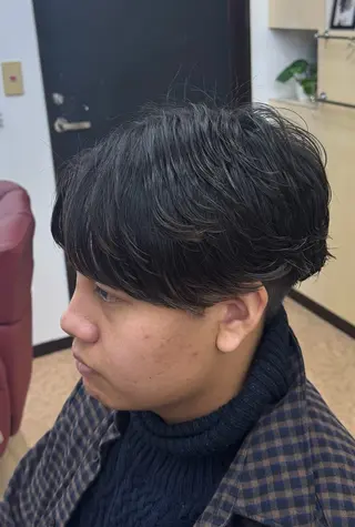 ミディアム メンズ 焼津メンズパーマ特化 大石雄生のヘアスタイル