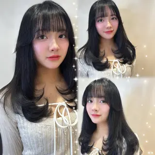 セミロング 上品♡韓国レイヤー ‎🤍のの‎🤍のヘアスタイル