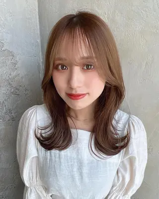 セミロング カラー 🧡くびれヘア/前髪 顔周り🧡久原結衣のヘアスタイル