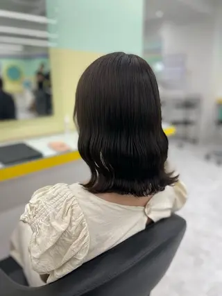 セミロング カラー ヘアアレンジ ☁️縮毛矯正✖️ 透明感☁️りくのヘアスタイル