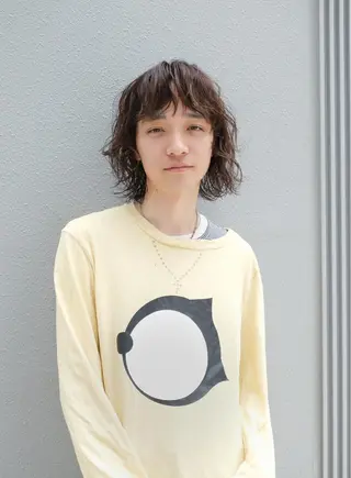 ミディアム パーマ メンズ ダブルカラー/ ケアブリーチ/クニトのヘアスタイル