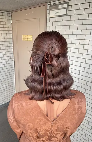 ミディアム ヘアアレンジ 参列♡デートゆるふわ ヘアメイク🎀みゆうのヘアスタイル