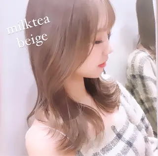 セミロング カラー ヘアアレンジ ブリーチなし透明感カ ラー×韓国ヘア♡ヒデのヘアスタイル