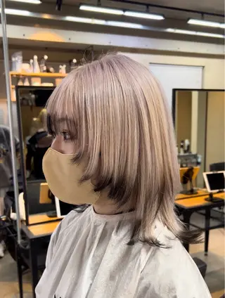 ミディアム カラー 小野瀬 蓮のヘアスタイル