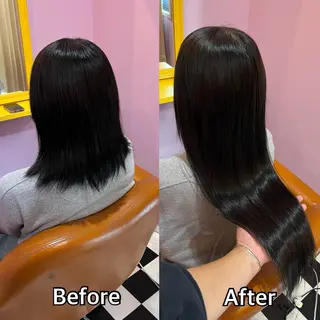 ロング シール＋ちび編み込み エクステ梅田🐨のヘアスタイル