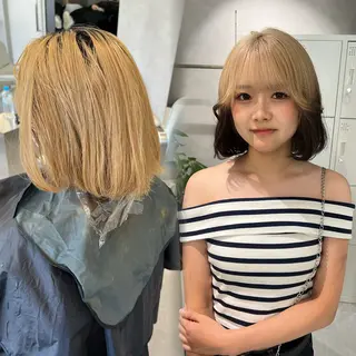 ミディアム デザイン🥇複雑履歴 ハイトーン特化のヘアスタイル