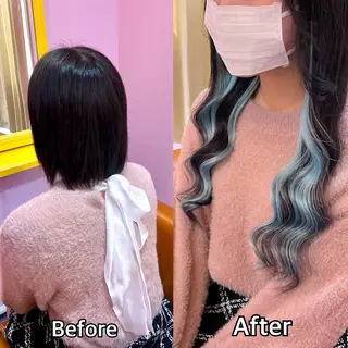 ロング シール＋ちび編み込み エクステ梅田🐨のヘアスタイル