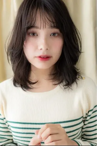 ミディアム くびれ&切りっぱボブ 得意👍佐藤歩のヘアスタイル