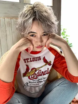 ショート カラー パーマ メンズ 南堀江🌿パーマ Tetsu【テツ】のヘアスタイル