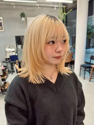 ミディアム mee.表参道所属・ボブ/ショート /パーマ/shinのヘアスタイル