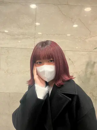 カラー えんぐちとも／透明感 カラー／博多ボブのヘアスタイル