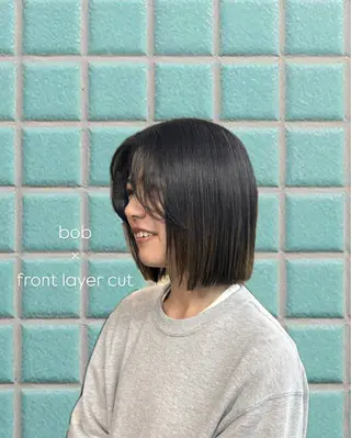 ミディアム INORI|艶カラ ー|フェイスレイヤーのヘアスタイル