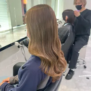 セミロング カラー ヘアアレンジ 💕上野美容師☁ ブリーチ💖サワのヘアスタイル