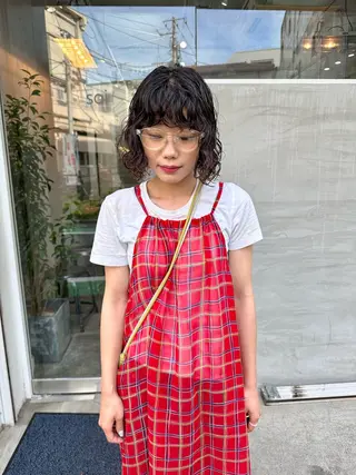 ショート カラー パーマ パーマ/透明感カラー /ボブ/吉田一生のヘアスタイル