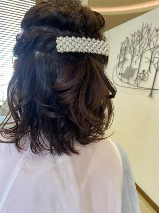 ミディアム ヘアアレンジ 金沢美容室 KUSHUKAのヘアスタイル